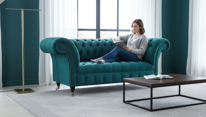 Pohovka 2místná Chesterfield s potahem luxusního designu Pohovka Sofas Lounge Club Sofas