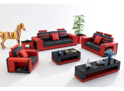 Luxus Sofagarnitur 3+2+1 Sitzer Wohnlandschaft Sofa Couch Polster Garnitur Sofas Leder