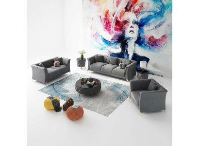 Designer Chesterfield Sofagarnitur Sofa Couch Polster Set Samt 321 Sitz Couchen