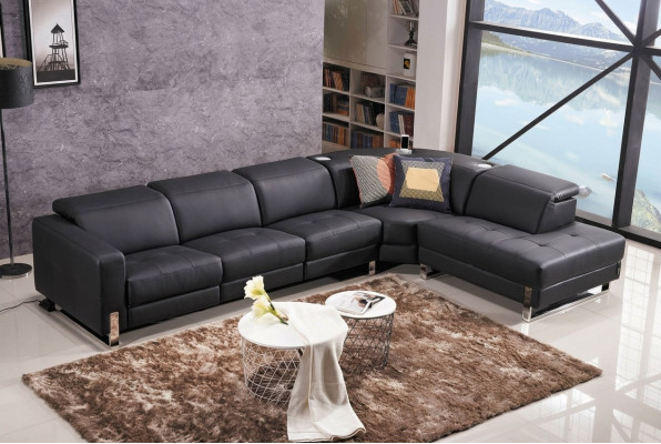 Luxusní rohová pohovka v L tvaru se sedadly z kůže pro váš obývací pokoj, moderní design.