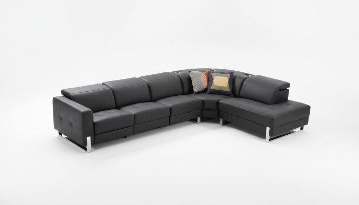 Luxusní rohová pohovka v L tvaru se sedadly z kůže pro váš obývací pokoj, moderní design.