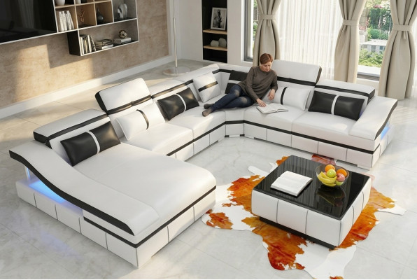 Luxus Ecke Ecksofa U-Form Wohnlandschaft Sofa Couch Polster Garnitur Modern Sofas Neu