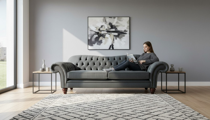 XXL Chesterfield Sofa 4 Sitzer Couch Polster Sitz Garnitur Leder Textil