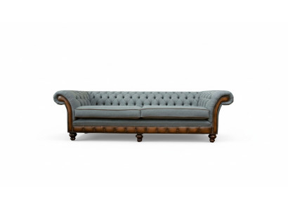 Big xxl Sofa 4 Sitzer Couch Chesterfield Polster Garnitur Leder Textil Grau
