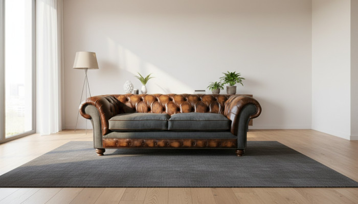 Dreisitzer Couch Polster Design Sofa 3er Sofas Zimmer Braun 220cm
