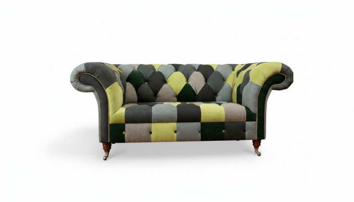 Chesterfield Sofa Couch Polster Sofas Klassischer 2 Sitzer Leder Textil Bunte