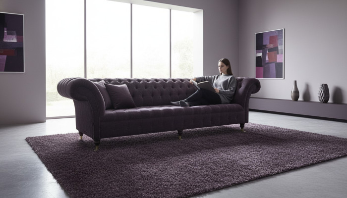 Couch Sofa 4 Sitzer Design Polster Modern Textil Stoff Chesterfield Sofas Neu  Pohovka 4-místná designová moderní čalouněná textilní látka Chesterfield Sofas Nový