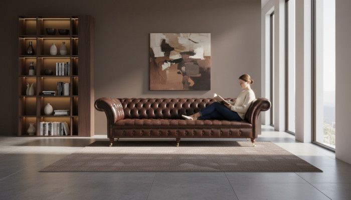 Sofy Chesterfield Polstrový design XXL luxusní sedačka 4místná kožená sedací souprava Sedací souprava