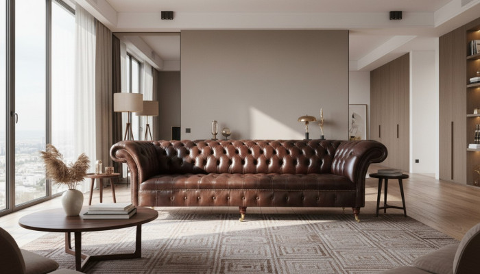 Sofy Chesterfield Polstrový design XXL luxusní sedačka 4místná kožená sedací souprava Sedací souprava