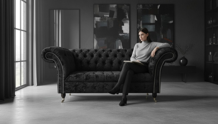 Chesterfield Samt Club Couch Polster 2 Sitzer design Textil Sofas Couchen
