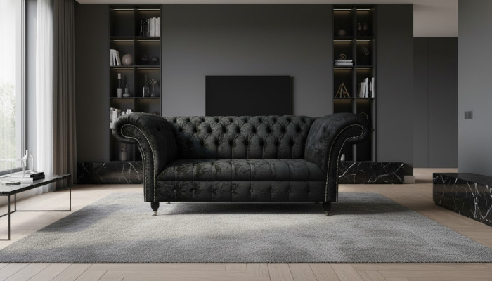 Chesterfield Samt Club Couch Polster 2 Sitzer design Textil Sofas Couchen