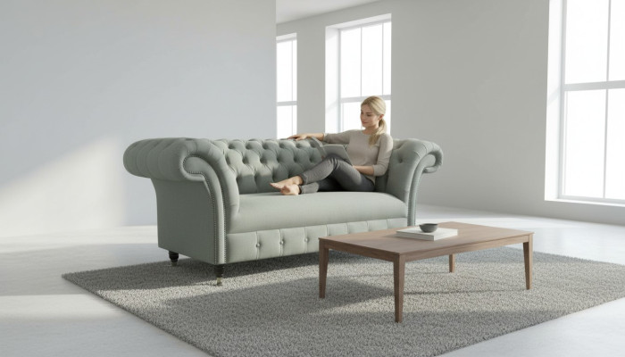 Chesterfield Sofa Couch Polster Sofas Klassischer 2Sitzer Leder Stoff Textil Neu