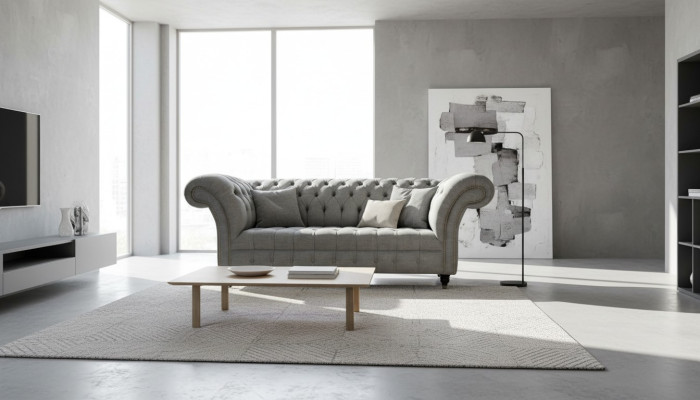 Leder Sofa Couch Zweisitzer Grau Einrichtung Lounge Club Sofas Couchen 2 Sitzer