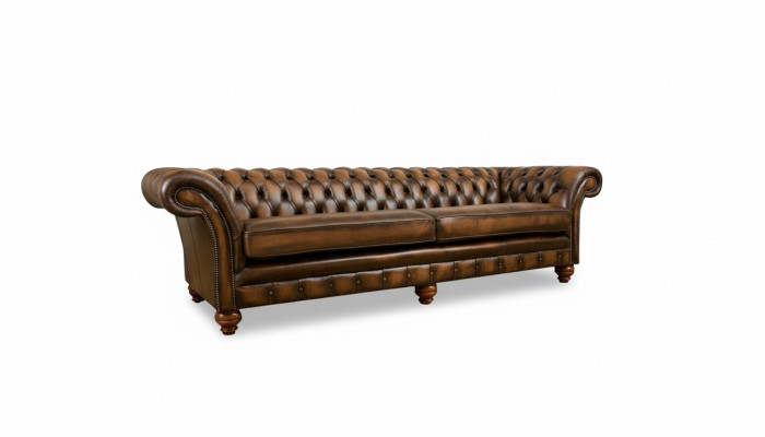 xxl Sofa 4 Sitzer Couch Chesterfield Polster Sitz Garnitur Leder Textil Braun