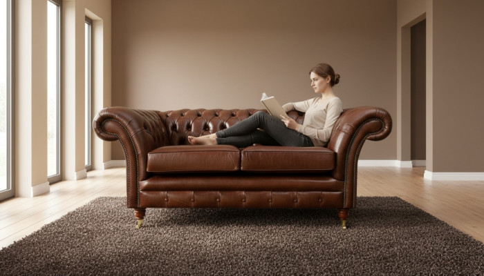 Chesterfield Sofa 2 Sitzer Polster Design Couchen Sofas Garnitur Original Braun