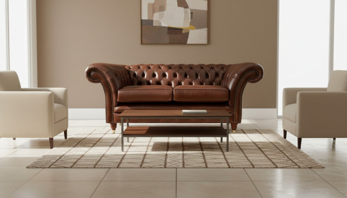 Chesterfield Sofa 2 Sitzer Polster Design Couchen Sofas Garnitur Original Braun