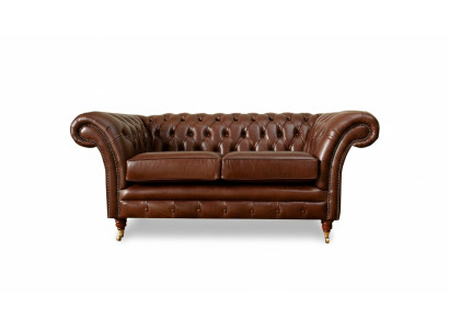 Chesterfield Sofa 2 Sitzer Polster Design Couchen Sofas Garnitur Original Braun