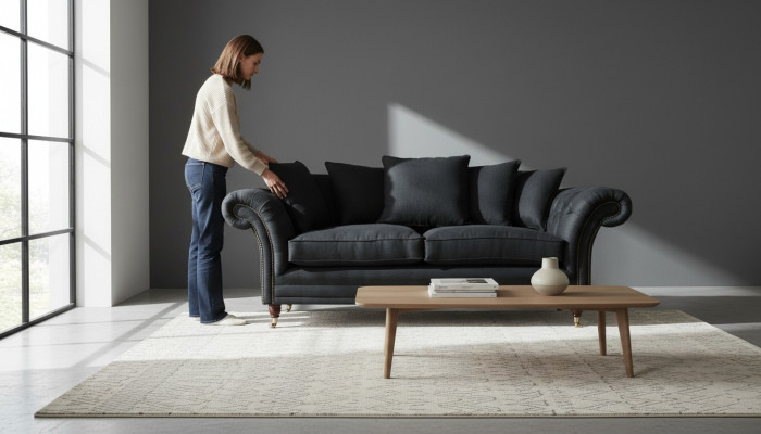 Pohovka 3místná klasický design sedací soupravy kožená černá
