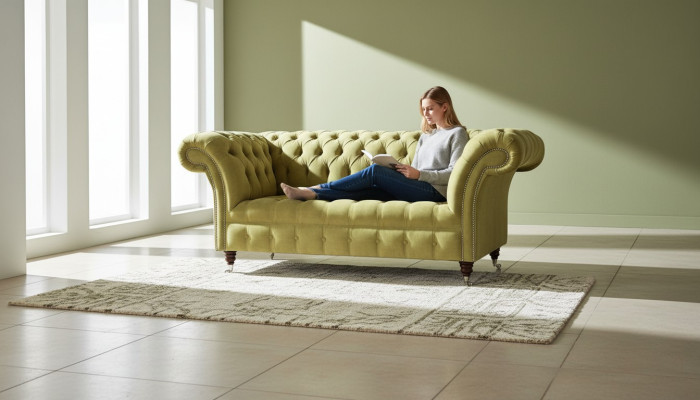 Sofa 2Sitzer Couch Polster Sofas Chesterfield Wohnzimmer Design Textil Stoff Neu