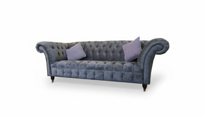 Chesterfield 3 Sitzer xxl Polster Sitz Couch Sofa Garnitur Big Couchen Graue Neu