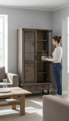 Klassische Vitrine Schrank italienische Möbel Vitrinenschrank Vitrinen Neu 22802