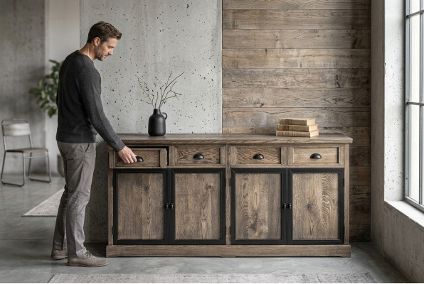 Designérská komoda Anrichte Side Low Board Skříň Regál dřevo Luxus obývací pokoj
