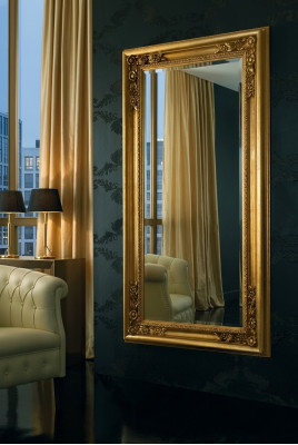 Moderní velké zrcadlo na zeď se skutečným dřevěným rámem luxusní nábytek nový