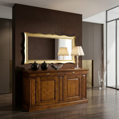 Spiegel wand glas xxl gold groß 181x91 rahmen holz Hängespiegel Barock Rokoko