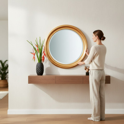 Spiegel Wandspiegel Flurspiegel Bad Weiss Modern Holz Wand Dekoration Spieglein