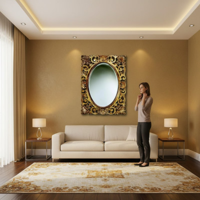 Spiegel Holzrahmen Wandspiegel klassischer Design Barock Rokoko Holz Rahmen xxl