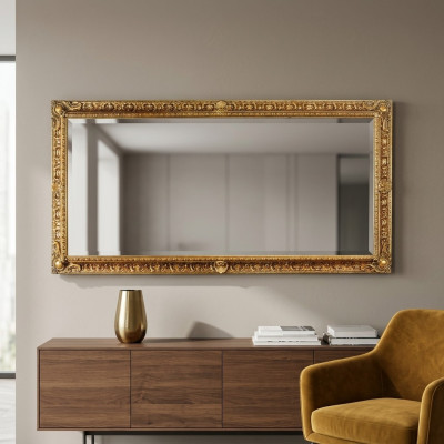 Zrcadlo s dřevěným rámem Rám zrcadla Design Rokoko Baroko Obývací pokoj Nábytek Nový