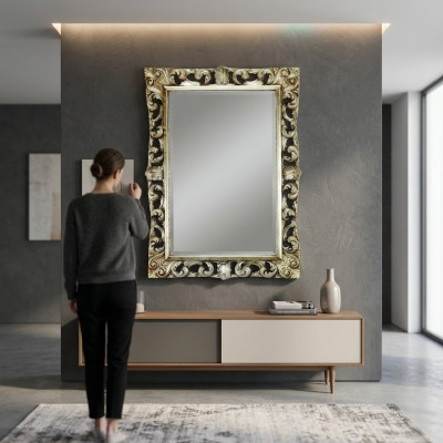 Obývací pokoj Zrcadlo Stěnné Zrcadlo Designérské Předsíň Koupelna Dřevo Sklo Design 113x113 Nový