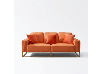 Dreisitzer Couch Polster Leder Sofa 3 Sitzer Couchen Holz Modern Stil Sofas