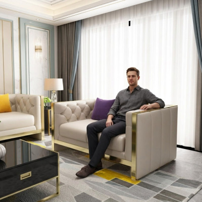Sedačka 2místná Kožená sedačka Pohovka Obývací krajina Souprava Design Moderní