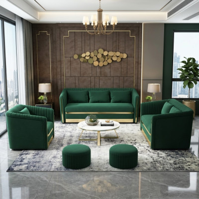 Sofa sestava 3+2+1 Sitzer Křeslo Kožená pohovka Obývací stěna Souprava Design