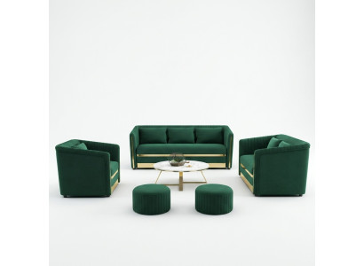 Sofa sestava 3+2+1 Sitzer Křeslo Kožená pohovka Obývací stěna Souprava Design