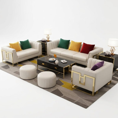 Kůžená pohovka Sedací soupravy 3+2+1 Sedy Design set Moderní pohovka