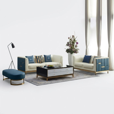 Sofagarnitur 3+2 Sitzer Beistelltisch Couchtisch Hocker 4tlg. Wohnzimmer