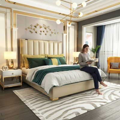 Luxus Schlafzimmer Möbel Bett 2x Nachttisch Set Betten Hotel Möbel 3tlg.