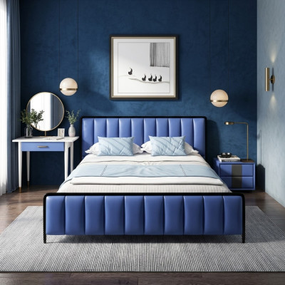 Design Doppelbett Lederbett Betten Bett Leder Schlafzimmer Polster Ehe 180x200
