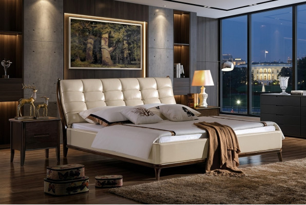 Bett Chesterfield Möbel Schlafzimmer Doppelbett Luxus Betten 180x200 Leder Neu