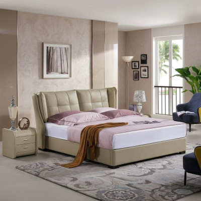 Schlafzimmer Komplett Set Bett mit Nachttischen 3tlg. Hotel Lederbett Betten Neu