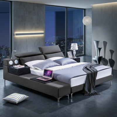 Design Doppelbett Lederbett Betten Bett Polster Leder Schlafzimmer Ehe 180x200.