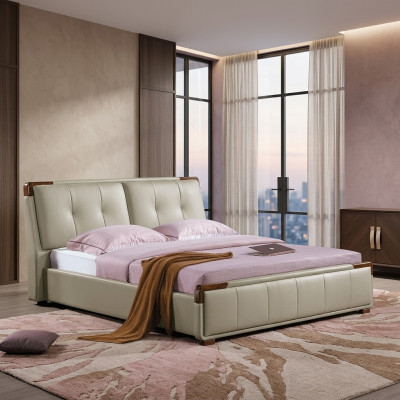 Bett Polster Design Luxus Doppel Deko Hotel Betten Schlaf Zimmer Leder