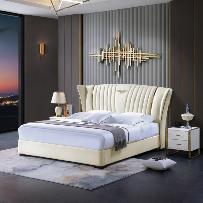 Bett Schlafzimmer Nachttisch Komplettes Set Garnitur 3tlg. Holz Leder Betten