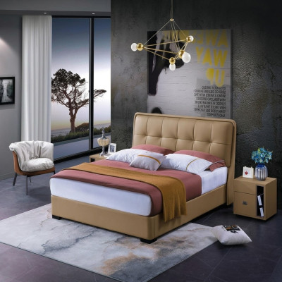 Klassisches Schlafzimmer Bett Weiß Textil Betten Leder Polster Doppel 180x200cm