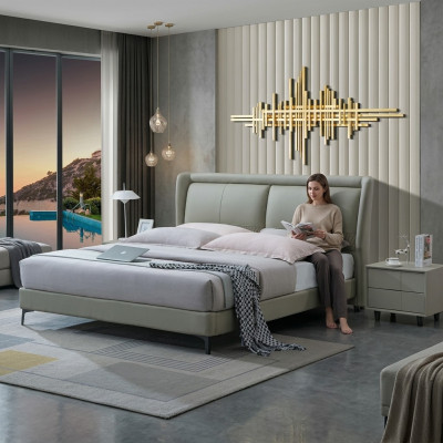 Luxusní postel s polstrováním designu manželské postele pro hotely ložnice textilie