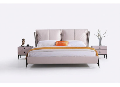 Bett Leder 2x Nachttisch 3 tlg Schlafzimmer Set Möbel Modern Luxus Betten