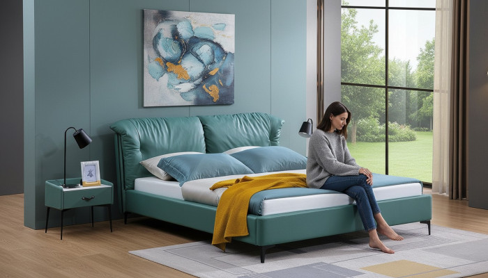Design Bett Betten Textil Leder Hotel Luxus Polster Ehe Doppel Neu Schlafzimmer.
