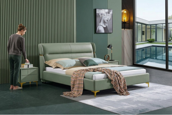 Bett Polster Design Luxus Doppel Hotel Betten Schlaf Zimmer Luxus Grün